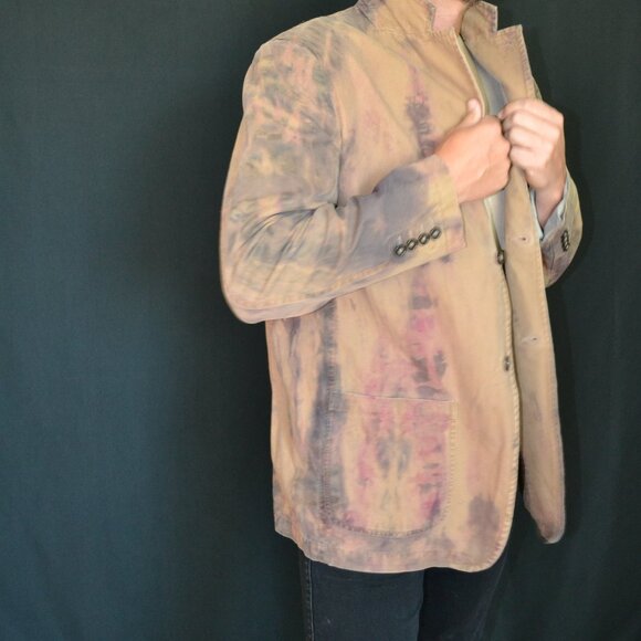 Cowboy western rustic camo Blazer sports Coat dyed brown khaki black gray tan XL - Picture 5 of 12